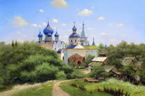 Вид на Суздальский кремль в летний день