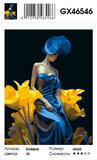 Картина по номерам 40x50 Девушка в голубом наряде среди желтых цветов