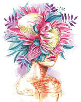 Без бренда «Портрет девушка с оригинальными цветами на голове» в Таганроге