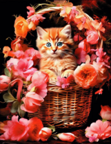 Без бренда «Рыжий котенок в корзине с цветами» в Таганроге в интернет-магазине  Без бренда «Рыжий котенок в корзине с цветами» в Таганроге