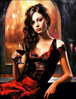 Без бренда «Обворожительная брюнетка с бокалом красного вина» в Таганроге