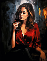 Без бренда «Девушка в красном платье с бокалом вина» в Таганроге