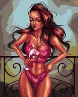 Без бренда «Девушка в нижнем белье с бокалом вина» в Таганроге